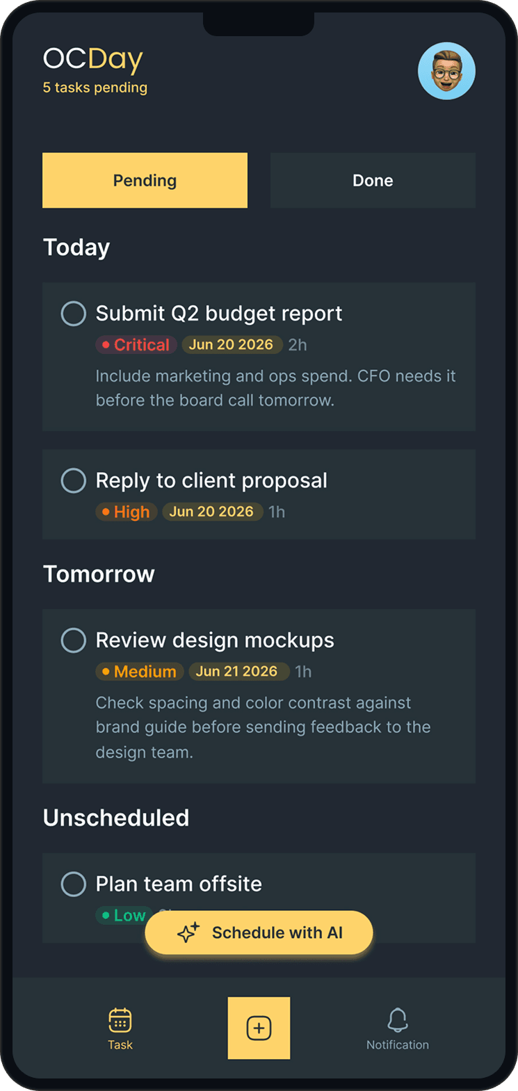 OCDay app screenshot